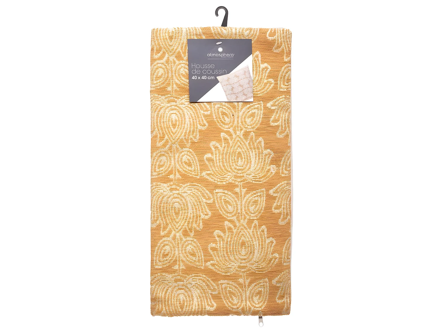 Housse de Coussin chenille Fleur Ocre 40 x 40 cm