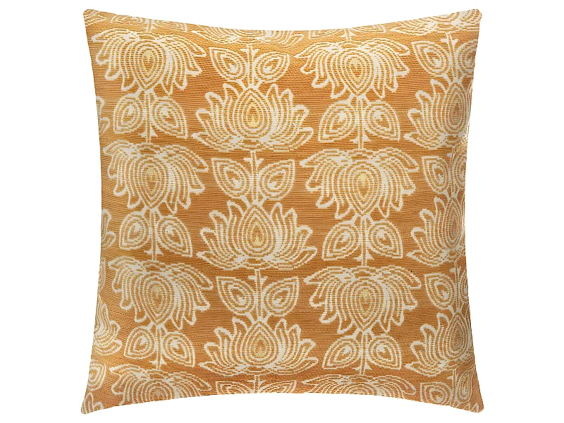 Housse de Coussin chenille Fleur Ocre 40 x 40 cm