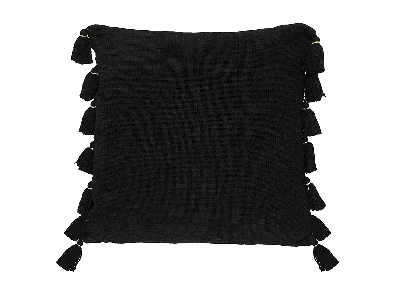 Coussin déhoussable Gris ardoise avec Pompons 50 x 50 cm