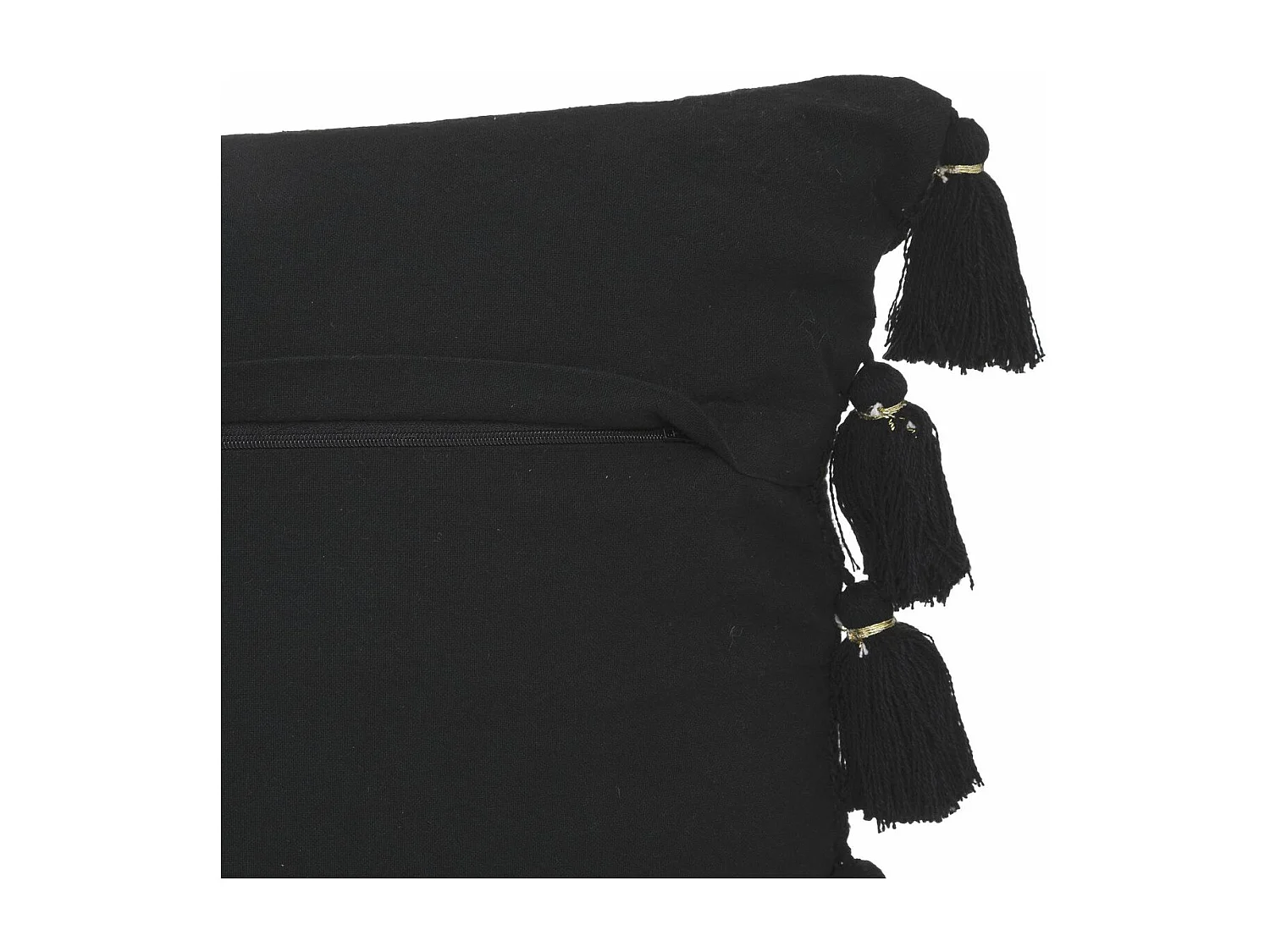 Coussin déhoussable Gris ardoise avec Pompons 50 x 50 cm