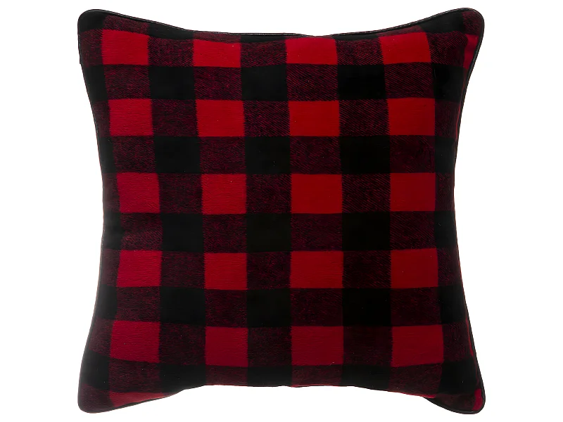 Coussin décoratif Carreaux Rouge et Noir 40 x 40 cm