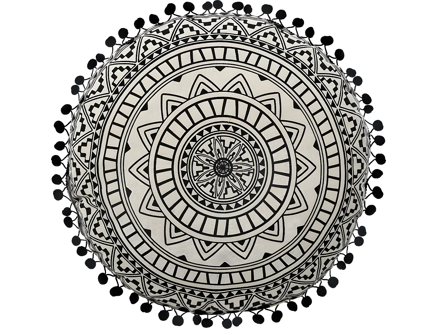 Coussin rond avec Pompons D 40 cm