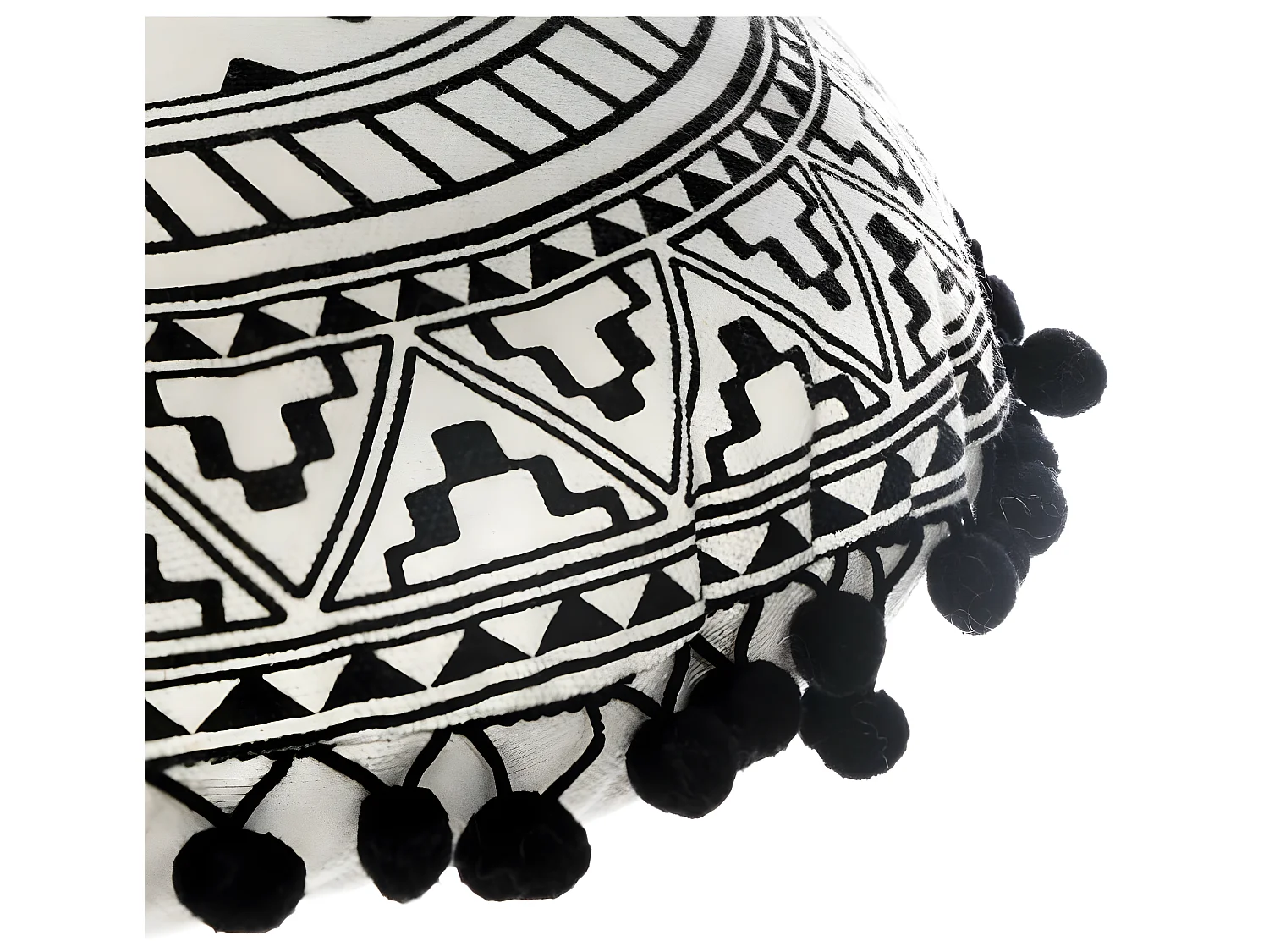 Coussin rond avec Pompons D 40 cm