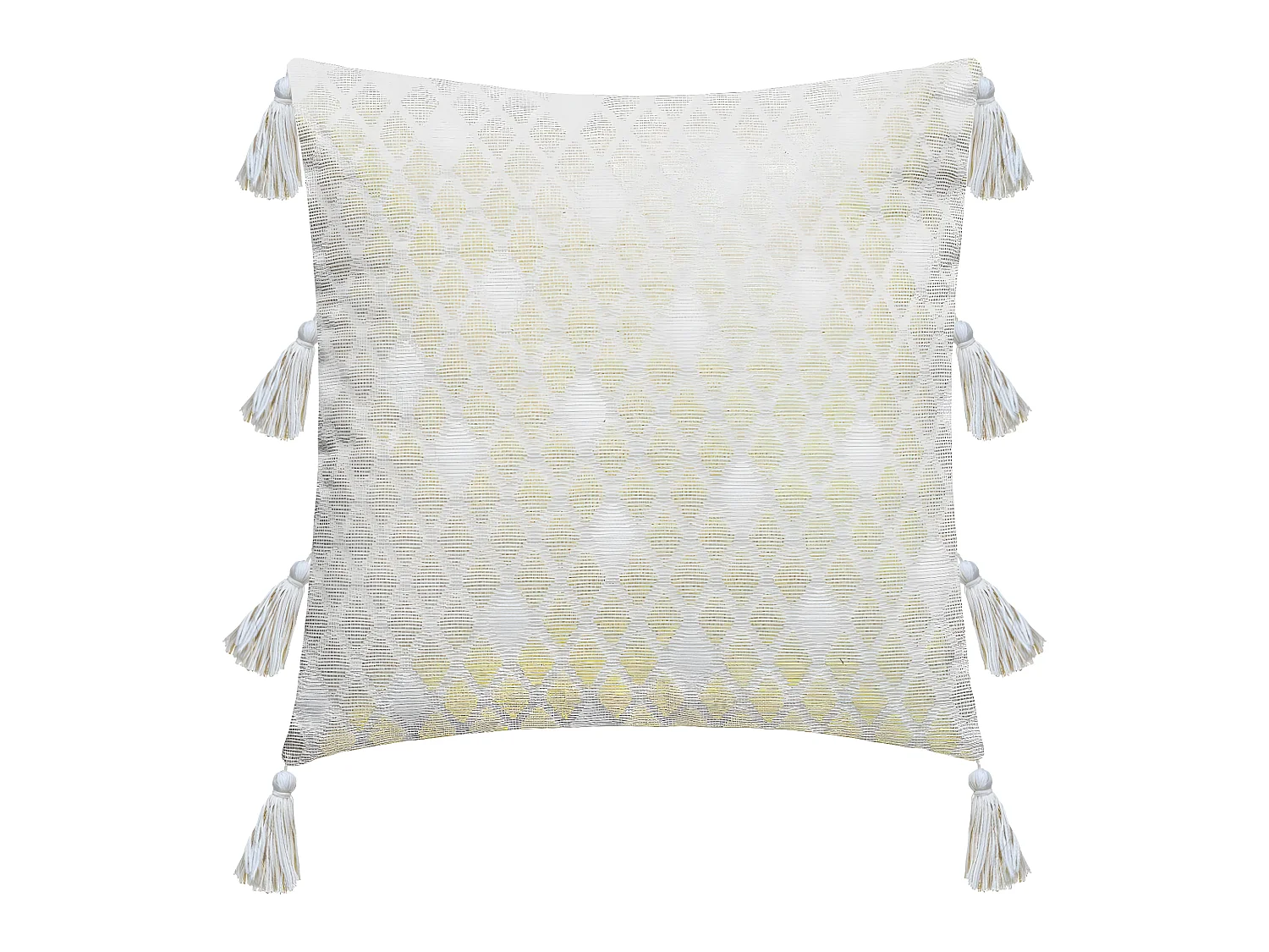 Housse de Coussin Blanc & Or Brillant  avec Pompons 40 x 40 cm