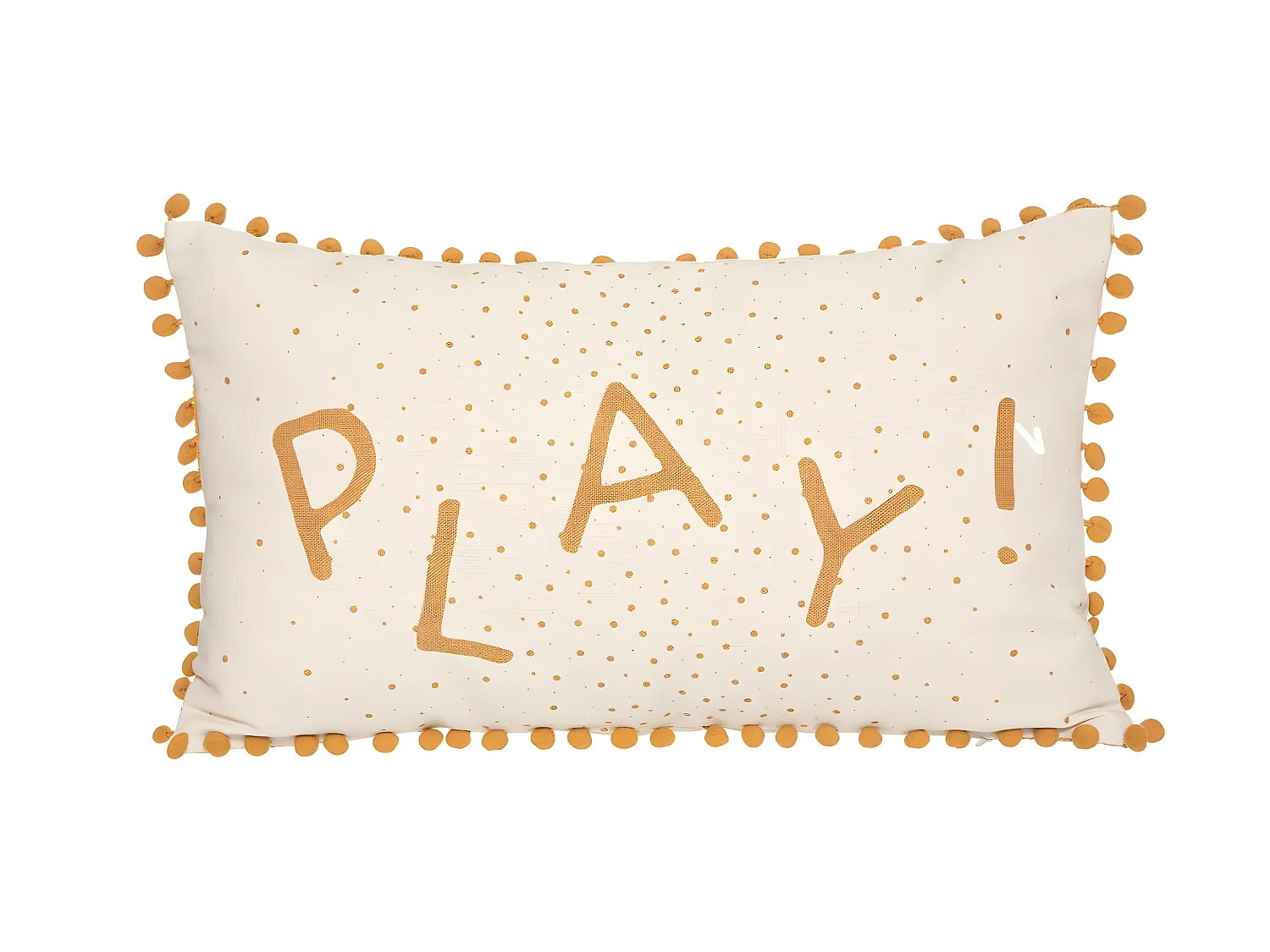 Coussin décoratif Play avec Pompons Ocre 30 x 50 cm