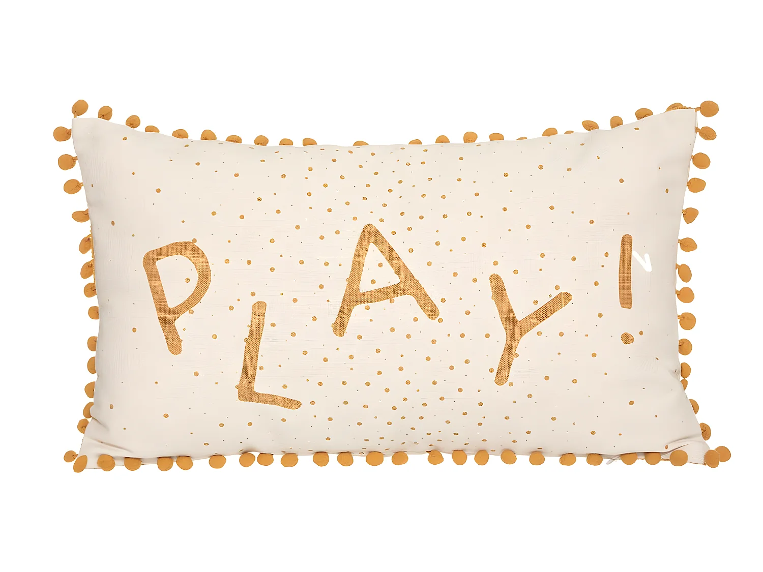 Coussin décoratif Play avec Pompons Ocre 30 x 50 cm