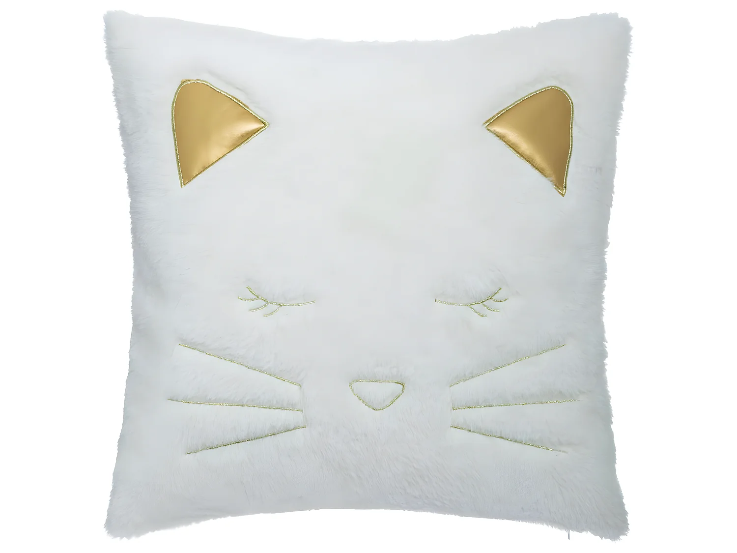 Coussin décoratif déhoussable Chat en Fourrure Blanche 40 x 40 cm