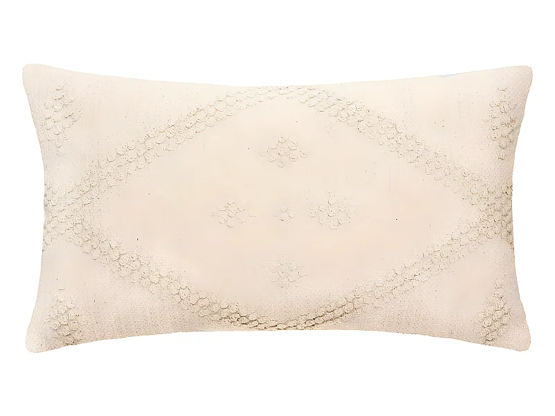 Coussin déhoussable en Coton Ivoire motif en relief 38 x 58 cm