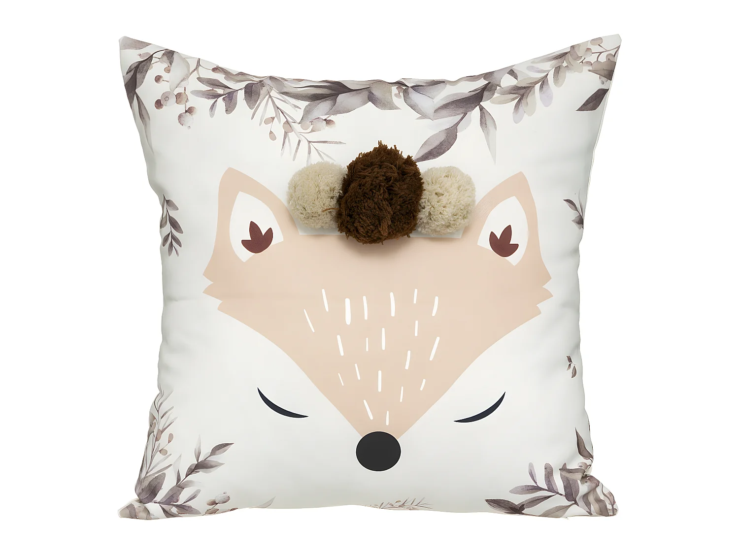 Coussin décoratif Renard à Pompons 39 x 39 cm