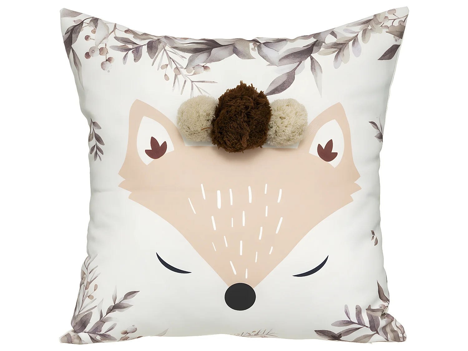 Coussin décoratif Renard à Pompons 39 x 39 cm