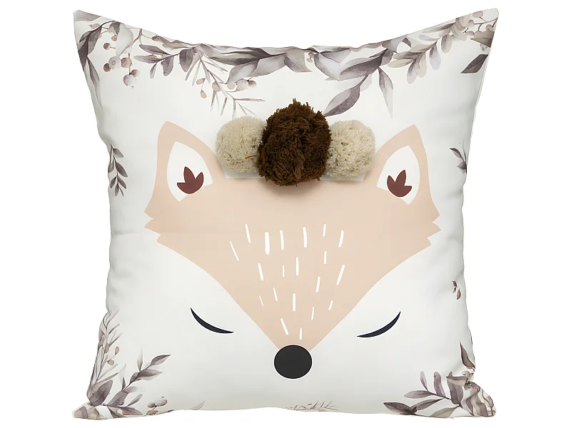 Coussin décoratif Renard à Pompons 39 x 39 cm