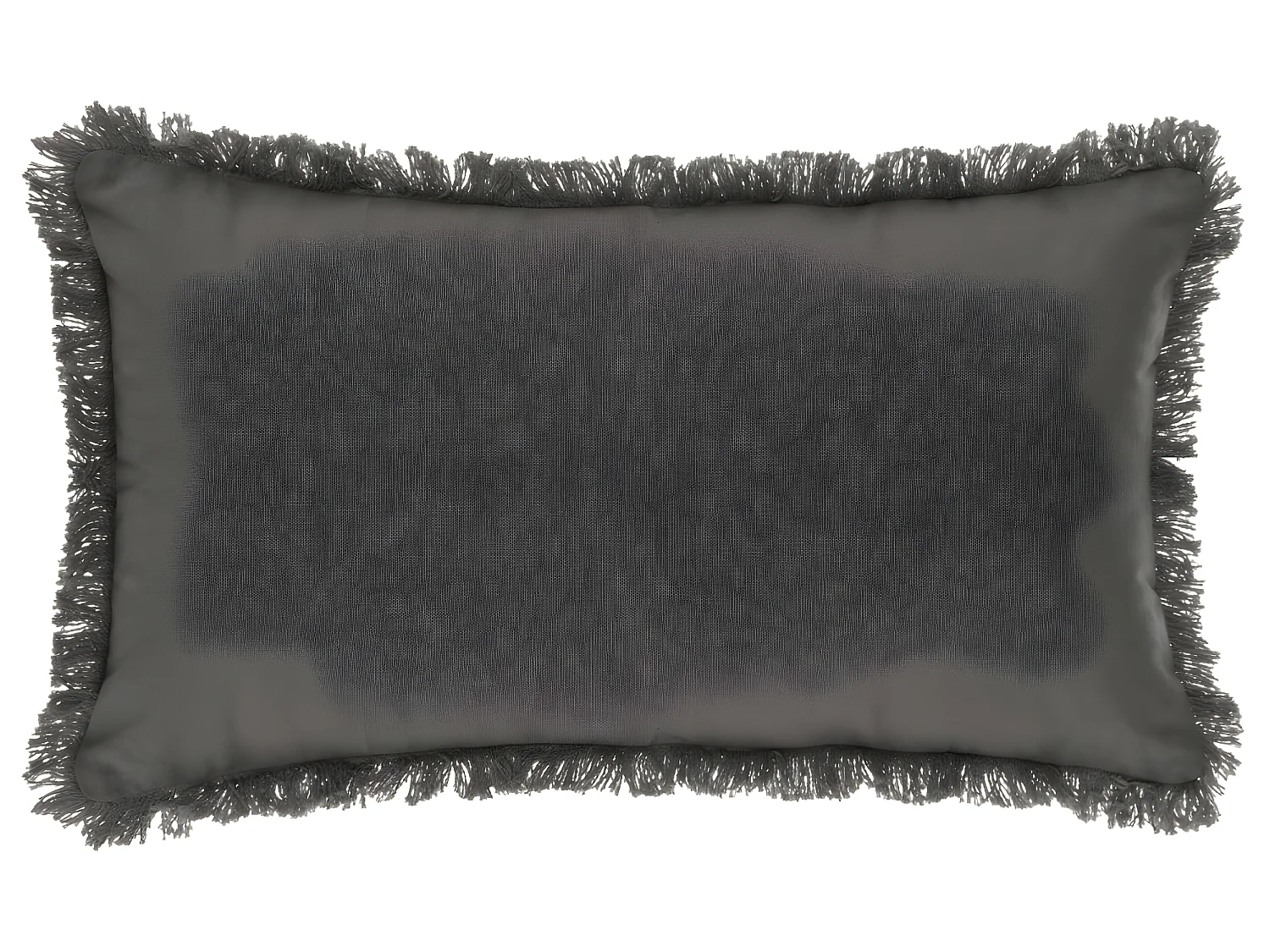 Coussin déhoussable Gris foncé avec contour frange 30 x 50 cm