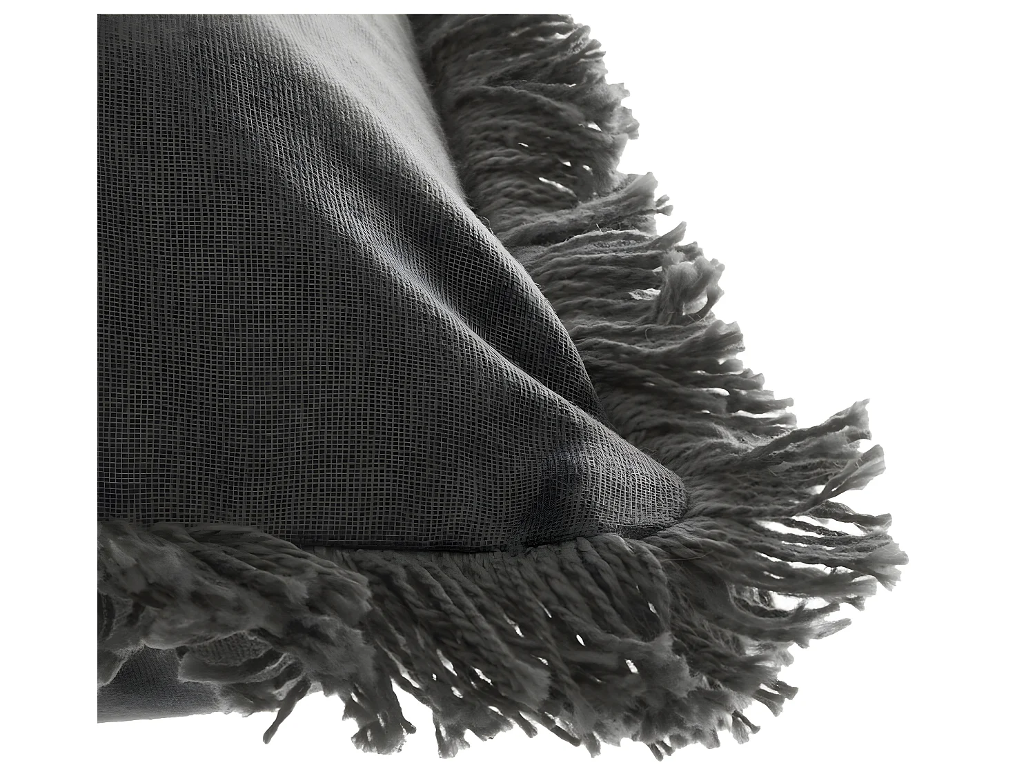 Coussin déhoussable Gris foncé avec contour frange 30 x 50 cm