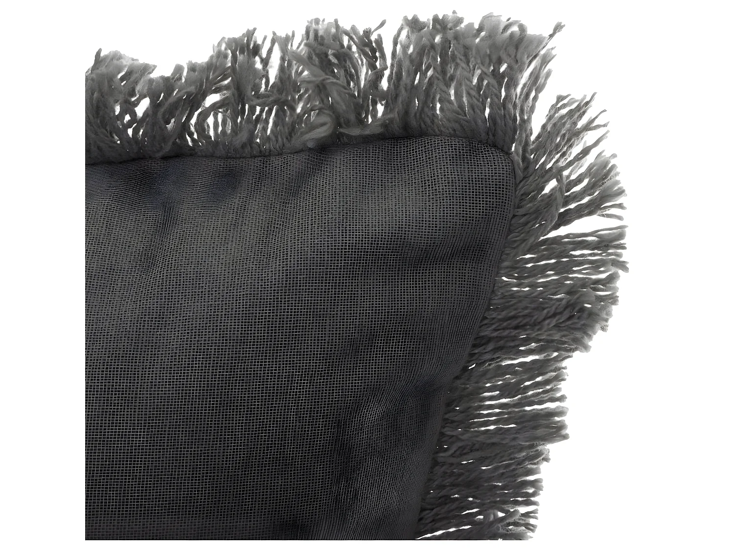 Coussin déhoussable Gris foncé avec contour frange 30 x 50 cm