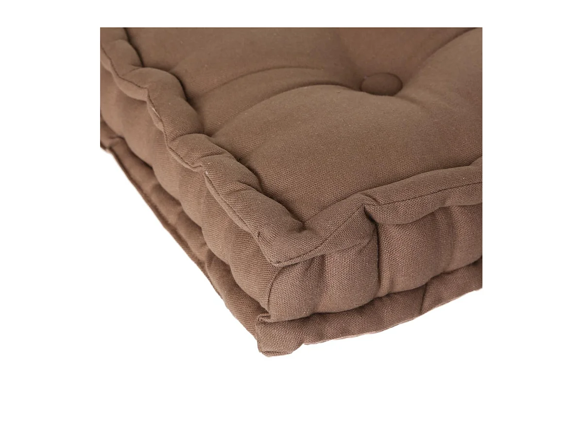 Bodenkissen aus Baumwolle Taupe 40 x 40 cm mit Knöpfen und Griff