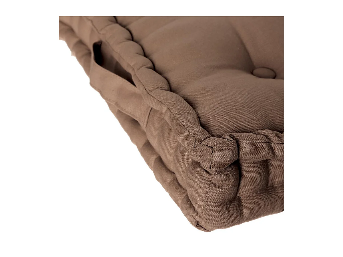 Bodenkissen aus Baumwolle Taupe 40 x 40 cm mit Knöpfen und Griff