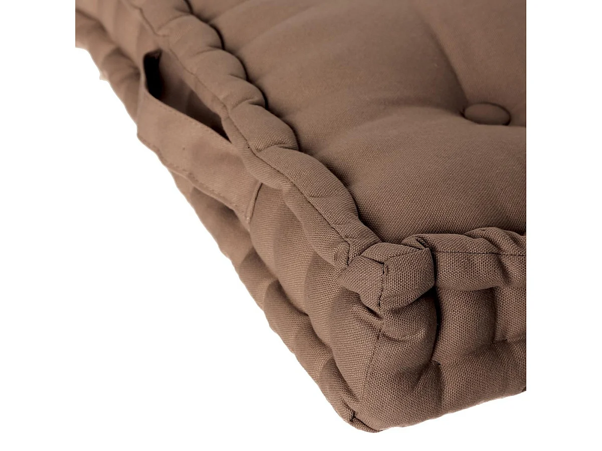 Bodenkissen aus Baumwolle Taupe 40 x 40 cm mit Knöpfen und Griff