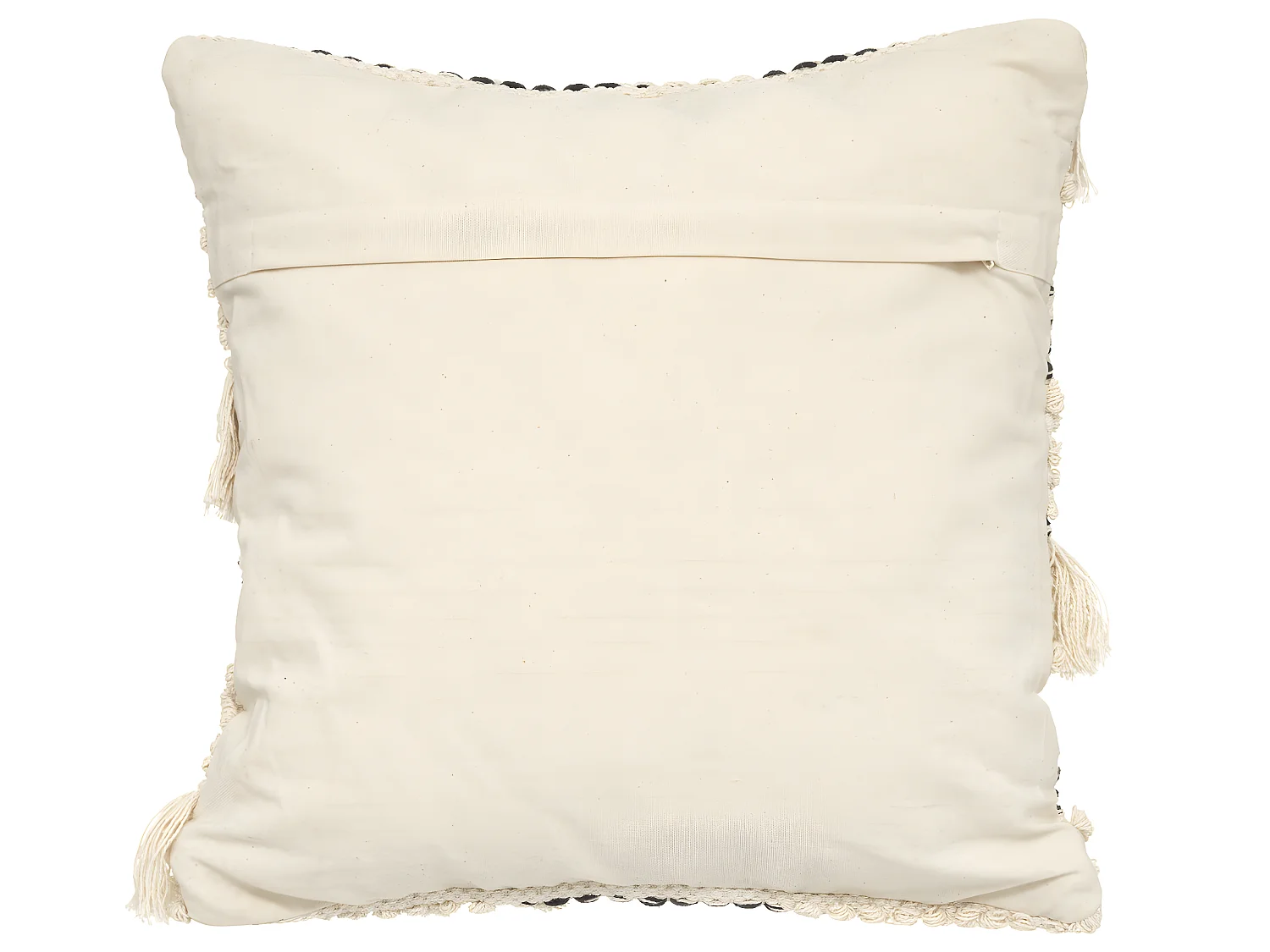 Coussin déhoussable en Coton motifs en relief et franges 45 x 45 cm