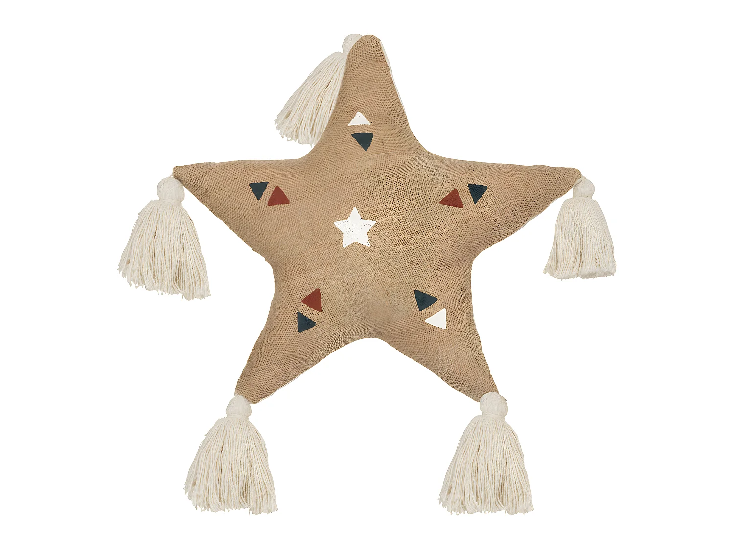 Coussin Étoile en Jute avec Pompons 40 x 40 cm