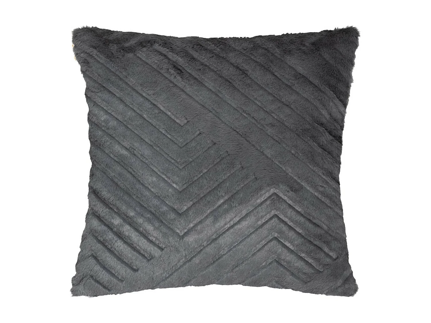Coussin déhoussable Gris en Fourrure motif en relief  45 x 45 cm