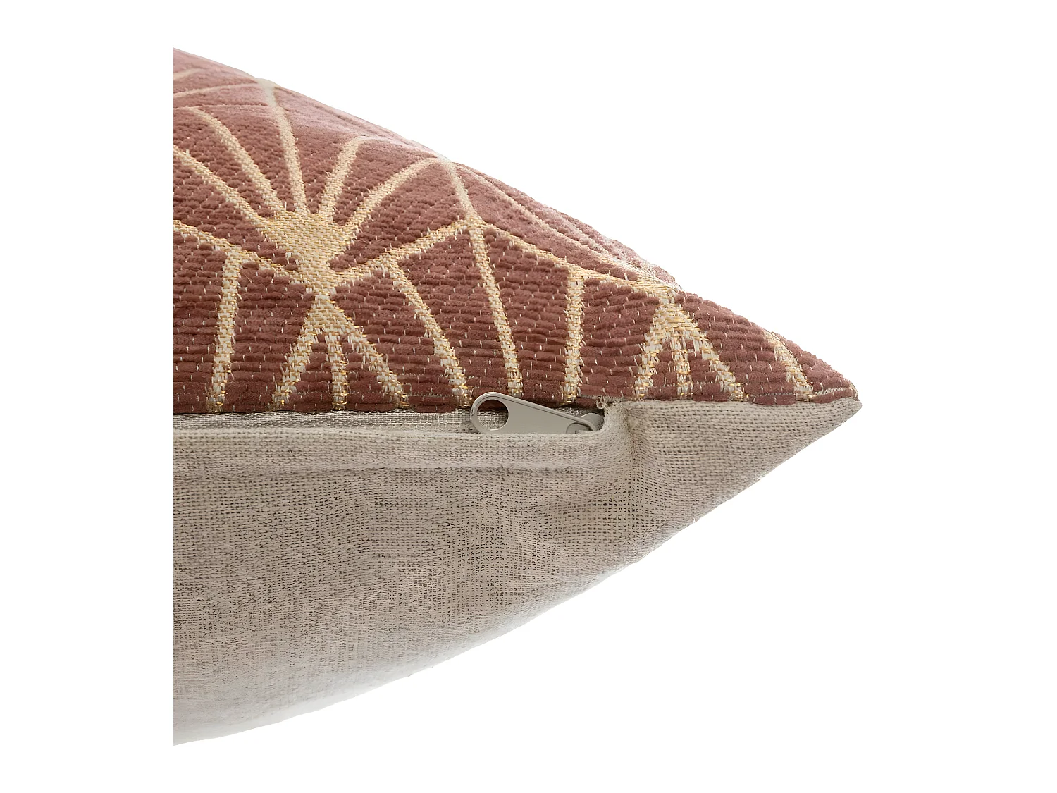 Housse de Coussin chenille Art déco Rose corail 40 x 40 cm