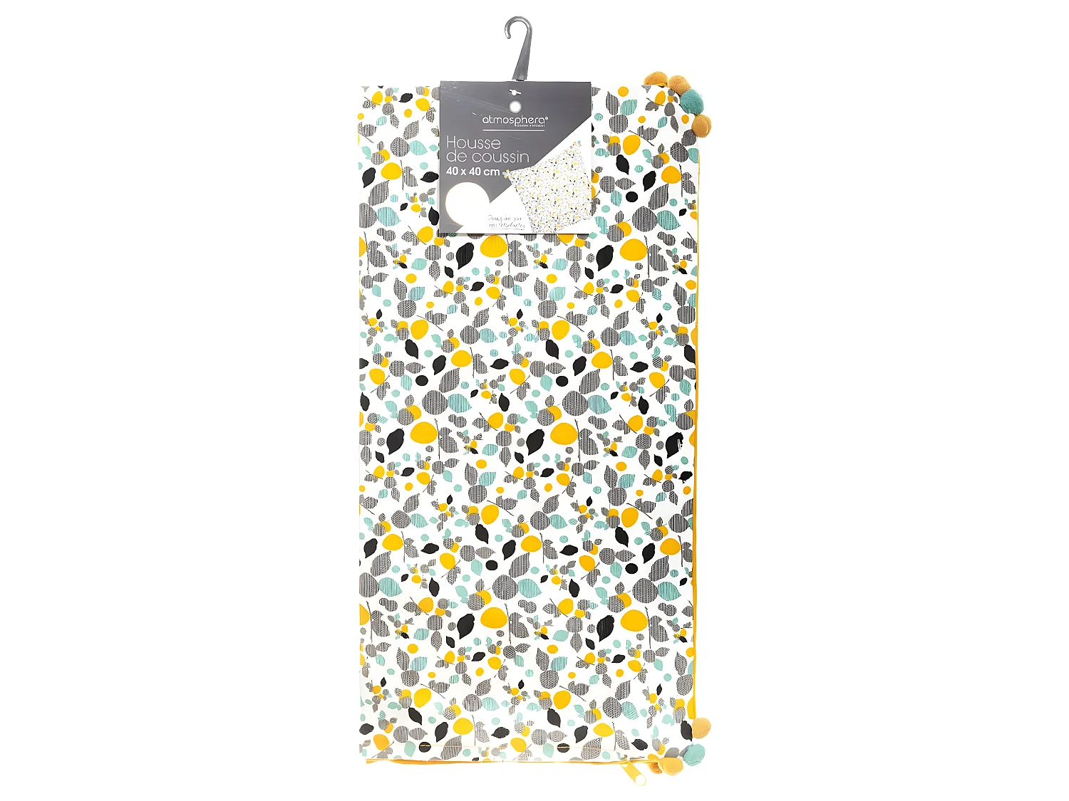 Housse de Coussin Razzo et Pompons 40 x 40 cm