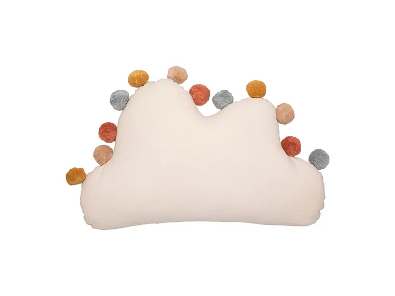 Coussin décoratif Nuage en Coton avec Pompons 30 x 50 cm