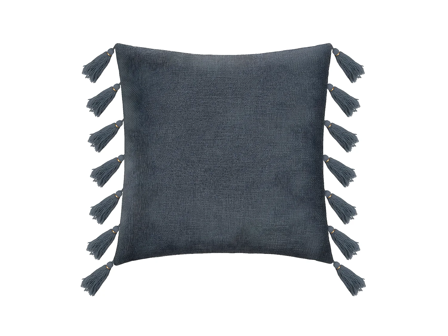 Coussin déhoussable Bleu Canard avec Pompons 50 x 50 cm