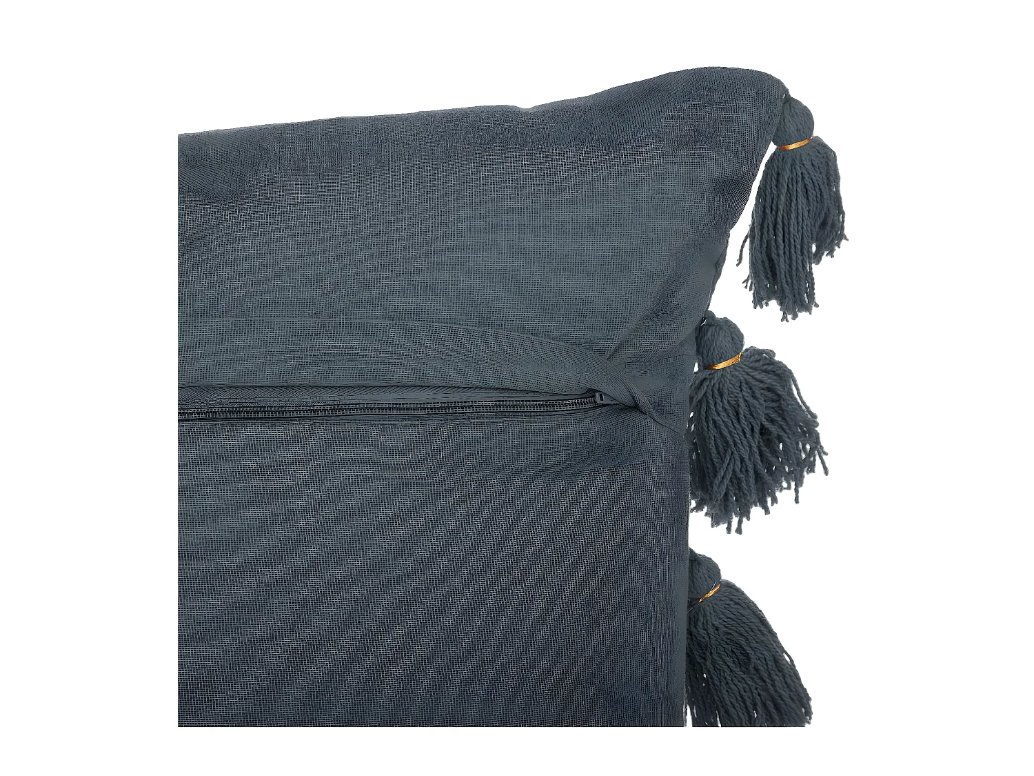 Coussin déhoussable Bleu Canard avec Pompons 50 x 50 cm