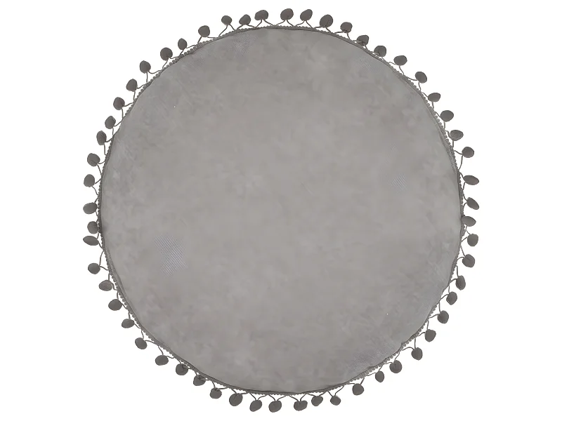 Coussin Gris Clair à Pompons D 40 cm