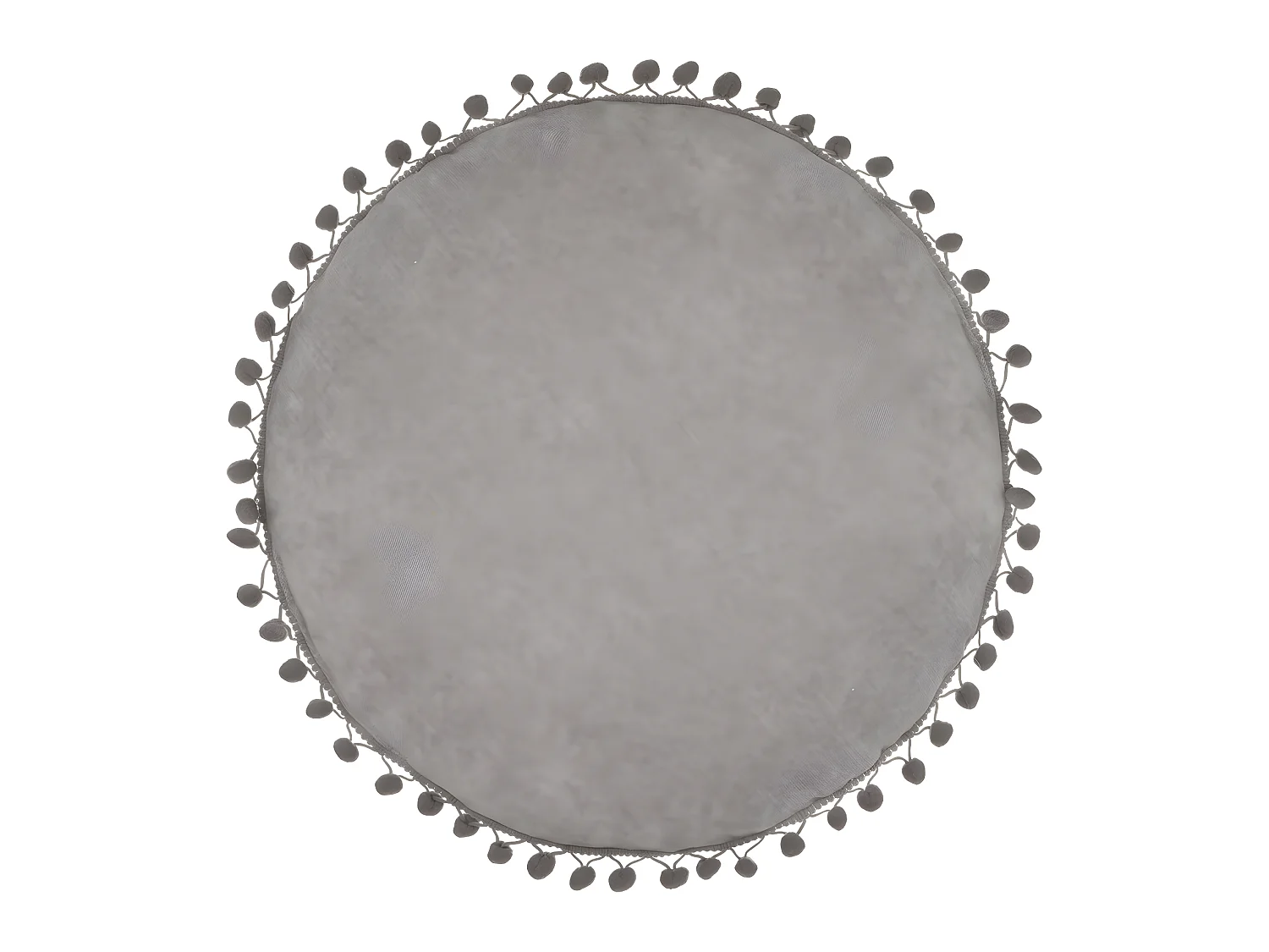 Coussin Gris Clair à Pompons D 40 cm