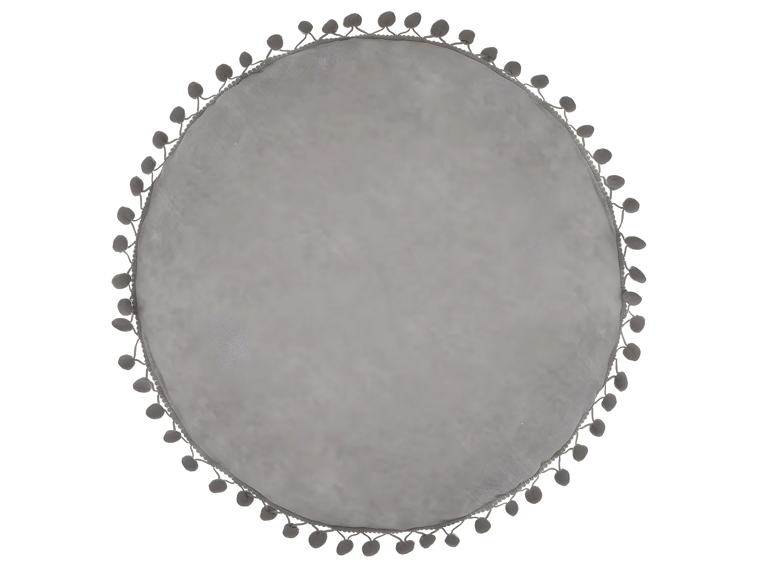 Coussin Gris Clair à Pompons D 40 cm