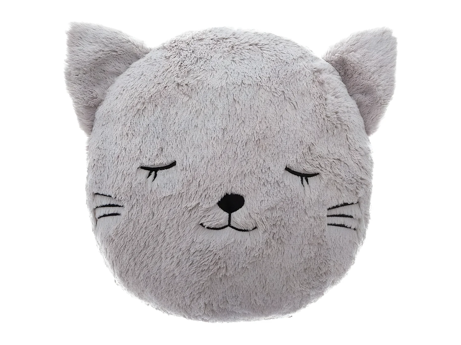 Coussin décoratif Chat en Fourrure Grise D 27 cm