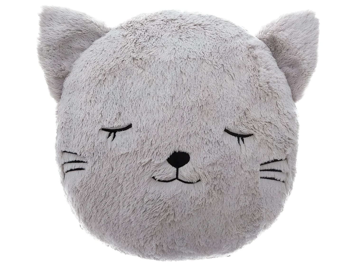 Coussin décoratif Chat en Fourrure Grise D 27 cm