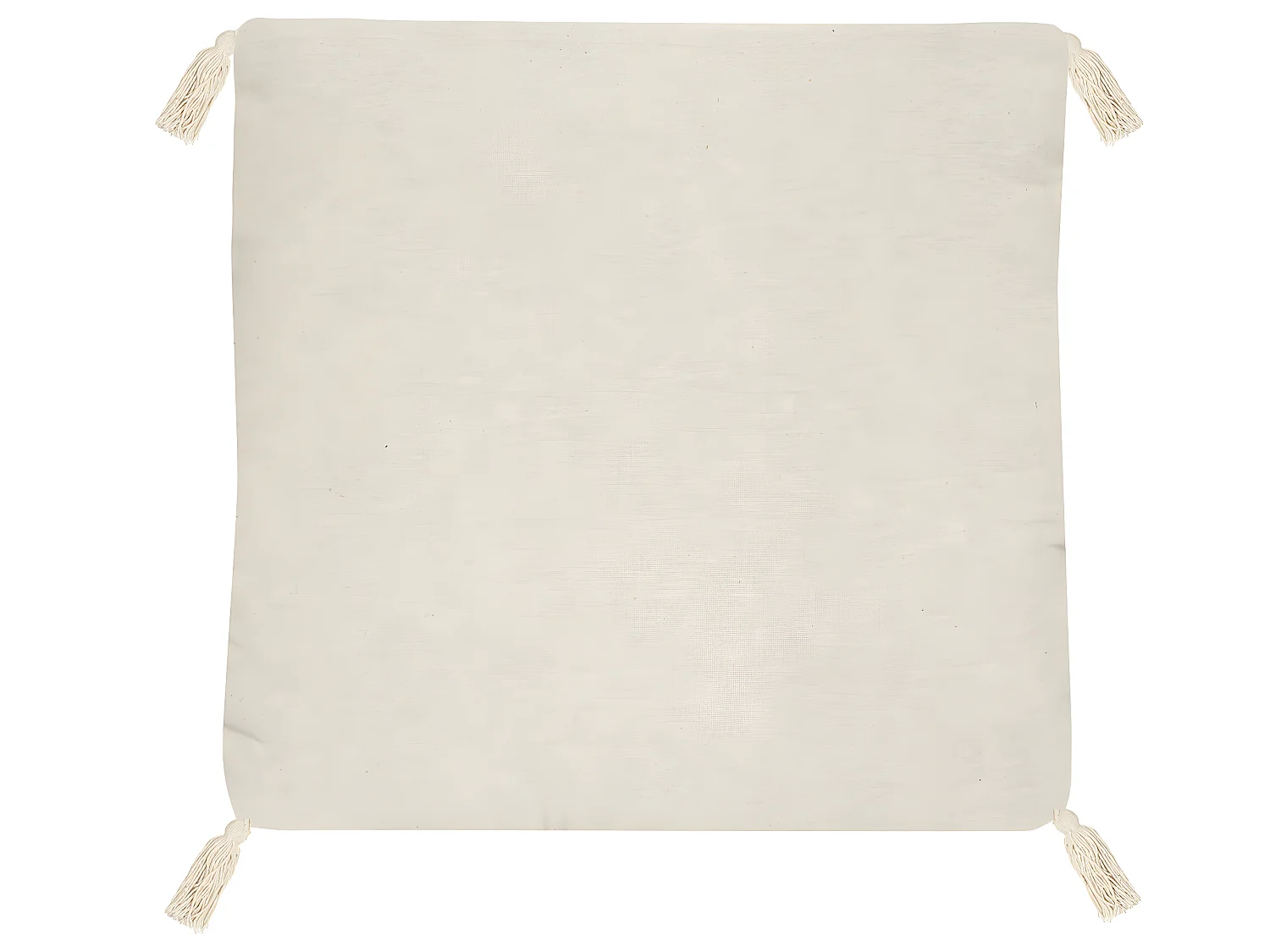 Coussin de Sol Jacquard Jaune Ocre avec Pompons 48 x 48 cm