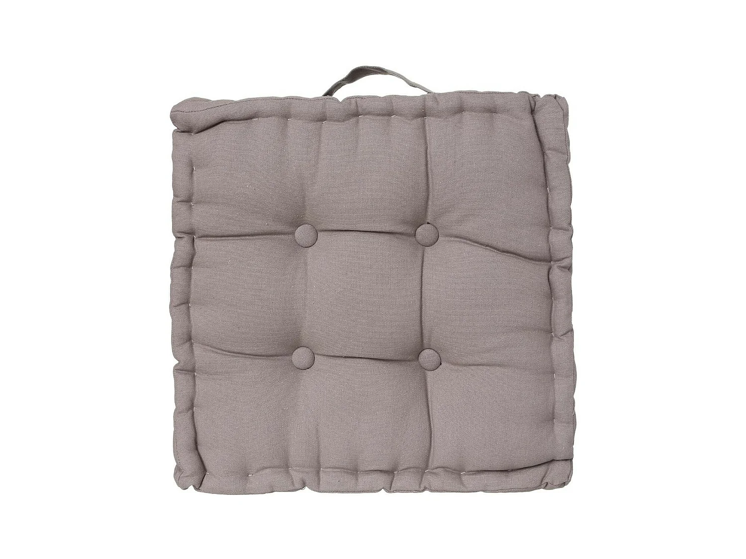 Lichtgrijze Katoenen Vloerkussen 40 x 40 cm met Knopen en Handvat