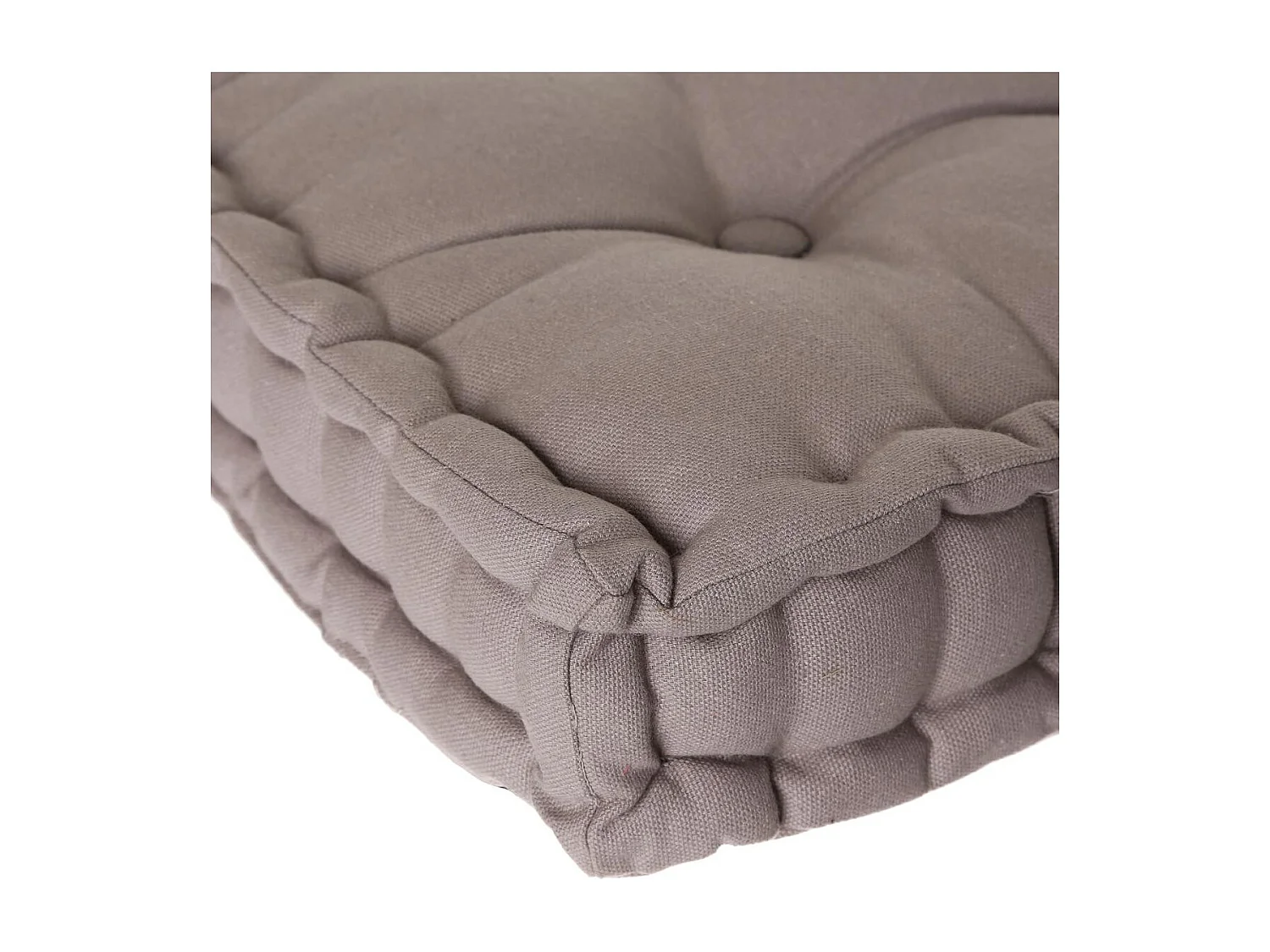 Cojín de Suelo de Algodón Gris Claro 40 x 40 cm con Botones y Asa