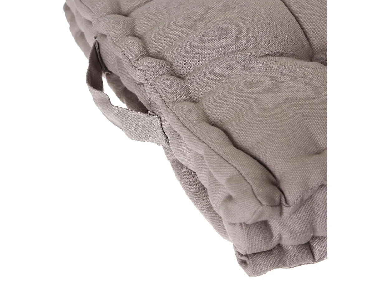 Cojín de Suelo de Algodón Gris Claro 40 x 40 cm con Botones y Asa