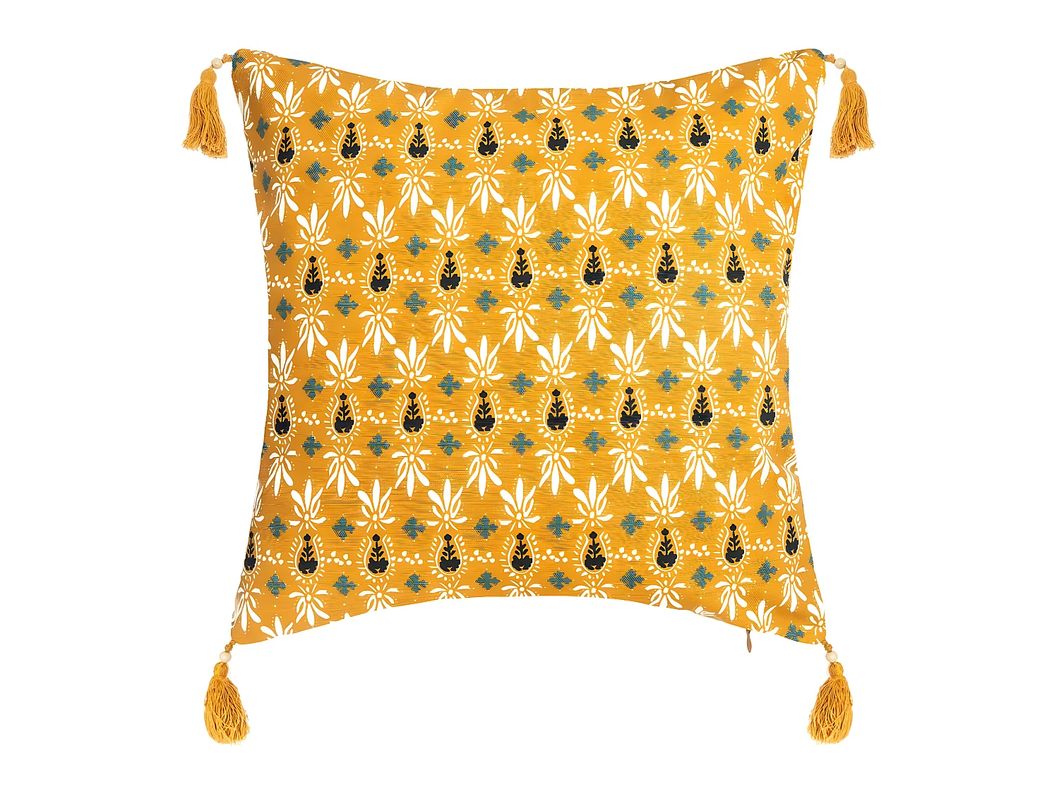 Housse de Coussin réversible Exotique et Pompons 40 x 40 cm