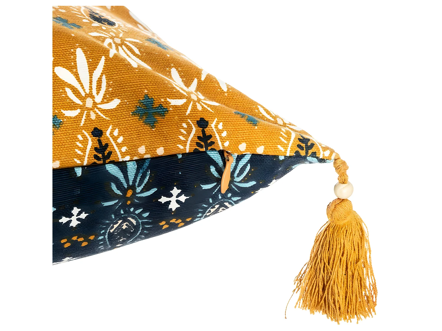 Housse de Coussin réversible Exotique et Pompons 40 x 40 cm