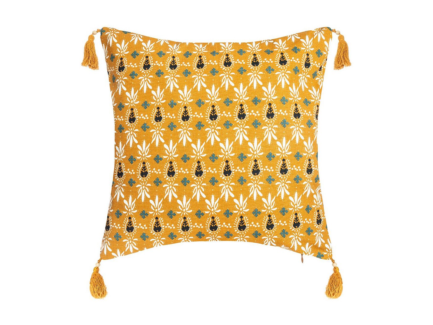 Housse de Coussin réversible Exotique et Pompons 40 x 40 cm