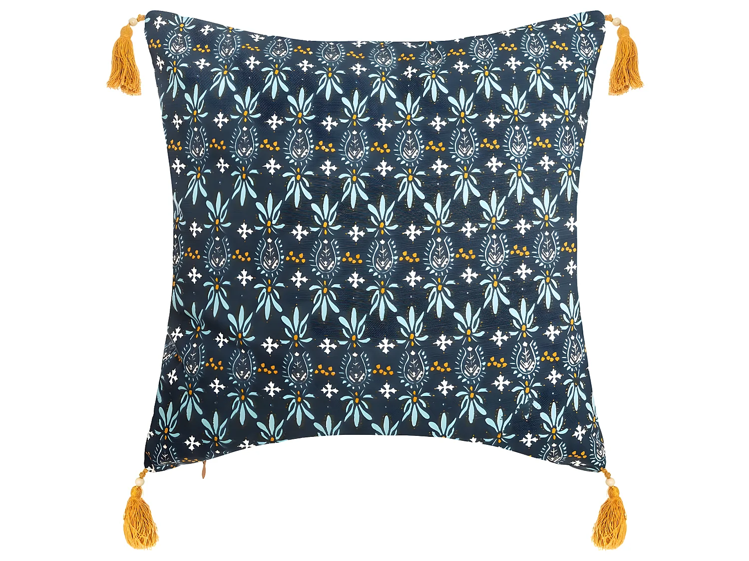 Housse de Coussin réversible Exotique et Pompons 40 x 40 cm