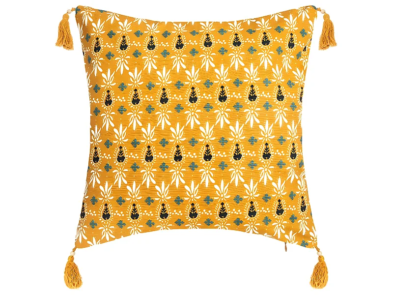 Housse de Coussin réversible Exotique et Pompons 40 x 40 cm