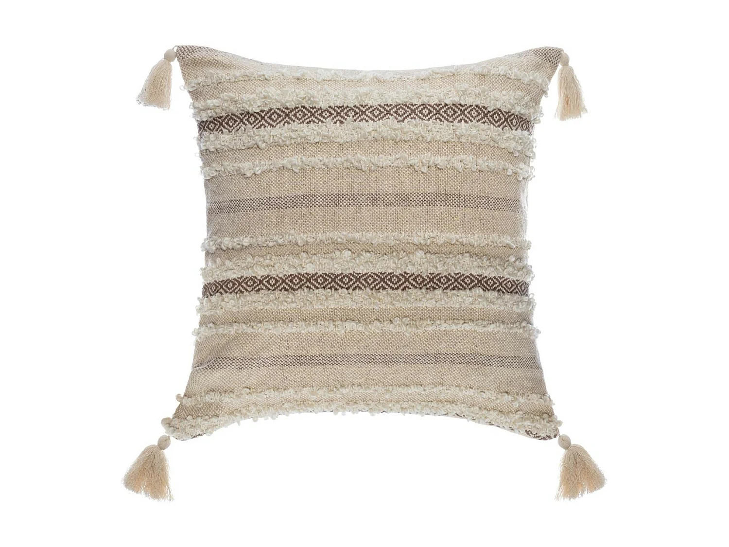 Coussin déhoussable Brillant avec Pompons 59 x 59 cm