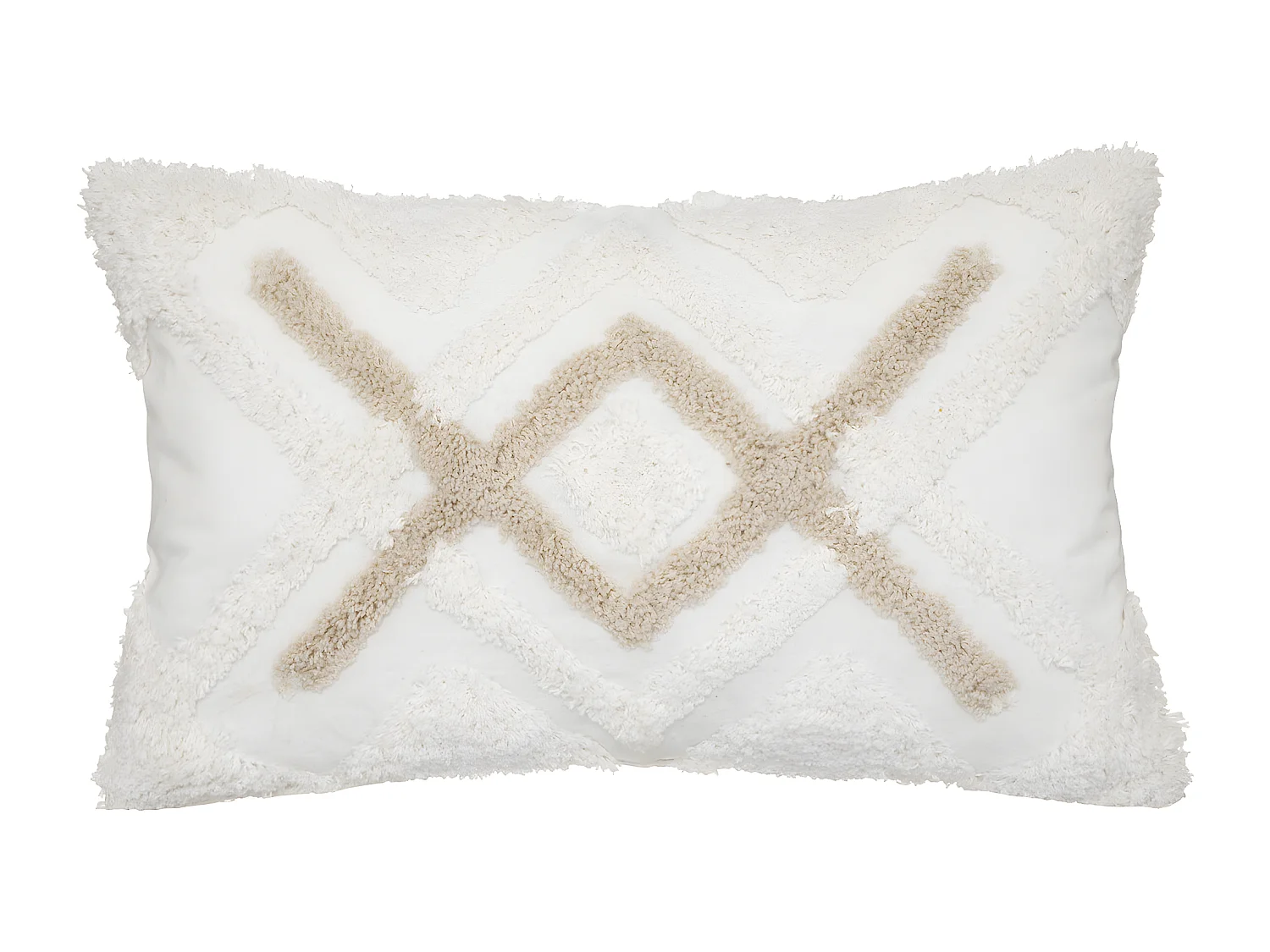 Housse de coussin en Coton Ivoire et Beige Lin tufté 30 x 50 cm