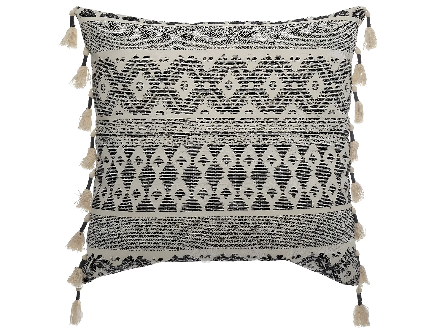 Coussin déhoussable Jacquard avec Pompons 60 x 60 cm