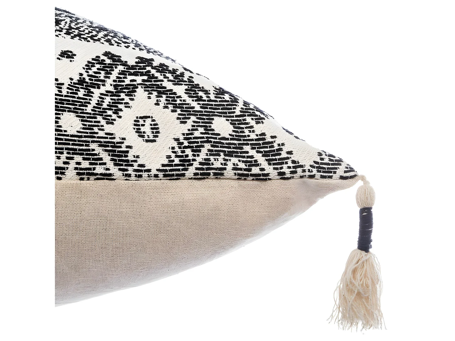 Coussin déhoussable Jacquard avec Pompons 60 x 60 cm