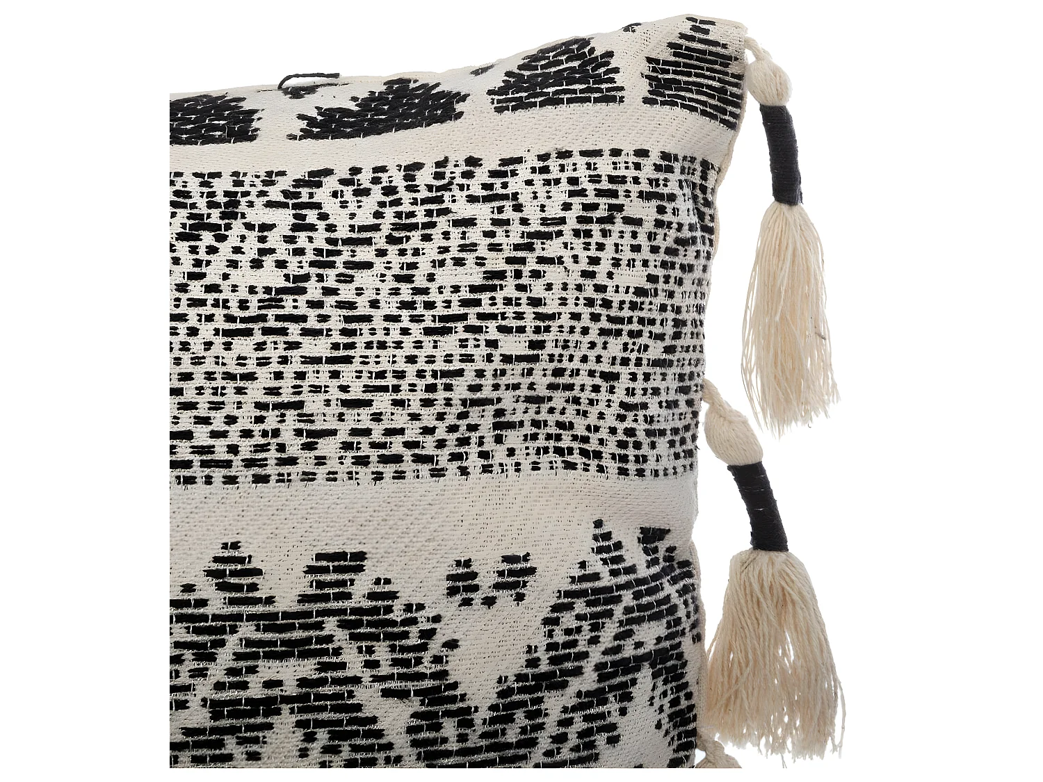 Coussin déhoussable Jacquard avec Pompons 60 x 60 cm