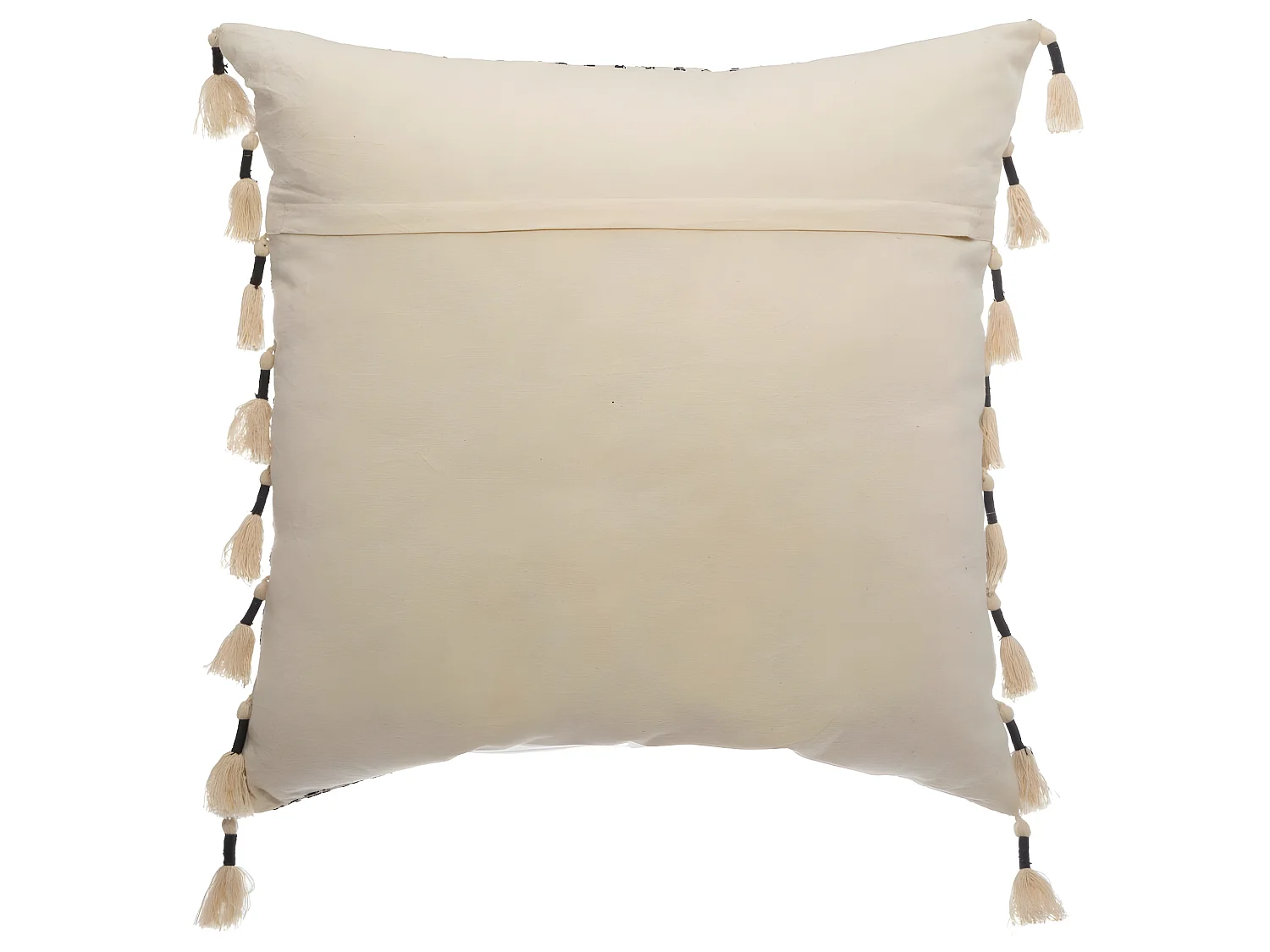 Coussin déhoussable Jacquard avec Pompons 60 x 60 cm