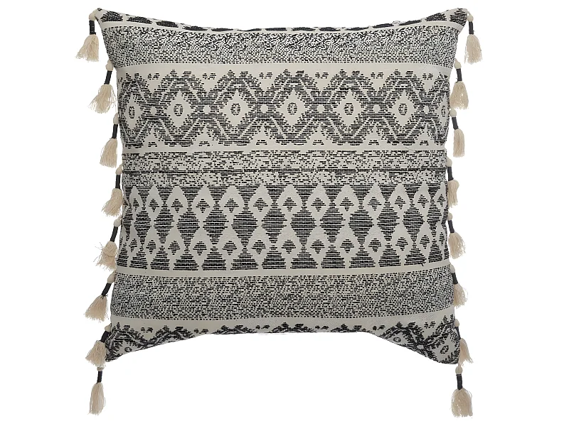 Coussin déhoussable Jacquard avec Pompons 60 x 60 cm